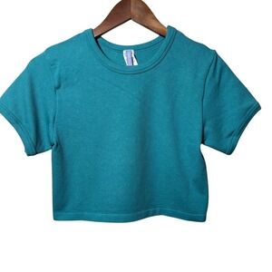 Florence by Mills Teal‎ Ribbed Crop Tee XXL Lenzing EcoVero Soft Y2K Minimalist